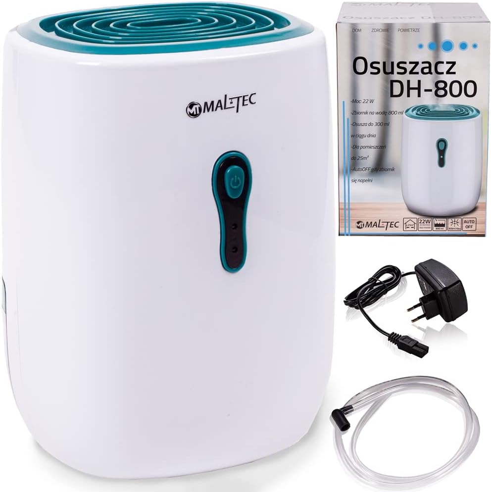 MalTec Luftentfeuchter DH-800 | 800ml Tank | Tragbarer Lufttrockner | gegen Feuchtigkeit Schmutz & S