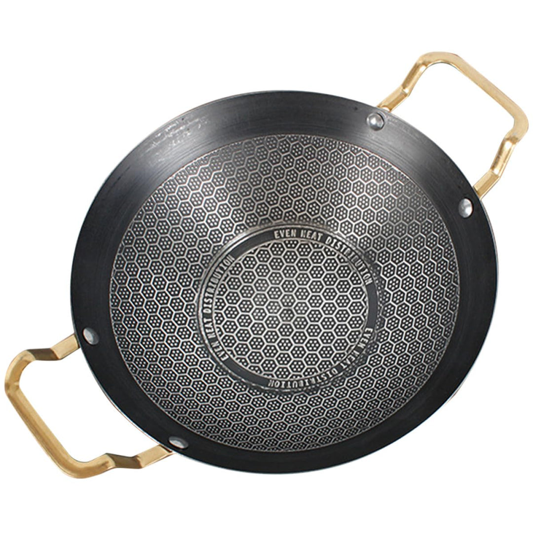 SEWACC Kleine Edelstahl Wok Pfanne 24cm mit Hitzeschutzgriffen und Wabenstruktur für Elektro und Gas