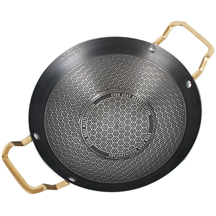 SEWACC Kleine Edelstahl Wok Pfanne 24cm mit Hitzeschutzgriffen und Wabenstruktur für Elektro und Gas