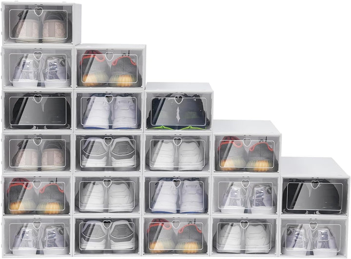 soudesileim 20 StÜck Schuhboxen Stapelbar Transparent, 33x23x14cm, Grösse Schuhbox,Schuhkarton, Kuns