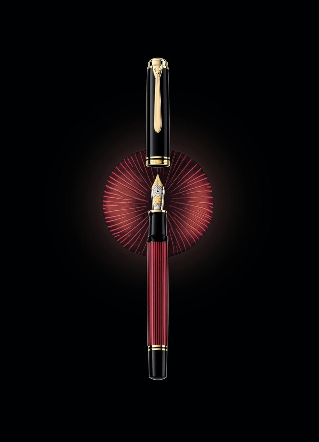 Pelikan FWI Füllhalter Souverän 800 Schwarz-Rot, Feder B, in Faltschachtel, 816533 Füllhalter-Breit,