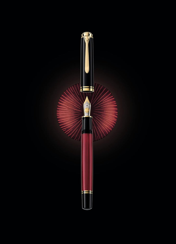 Pelikan FWI Füllhalter Souverän 800 Schwarz-Rot, Feder B, in Faltschachtel, 816533 Füllhalter-Breit,