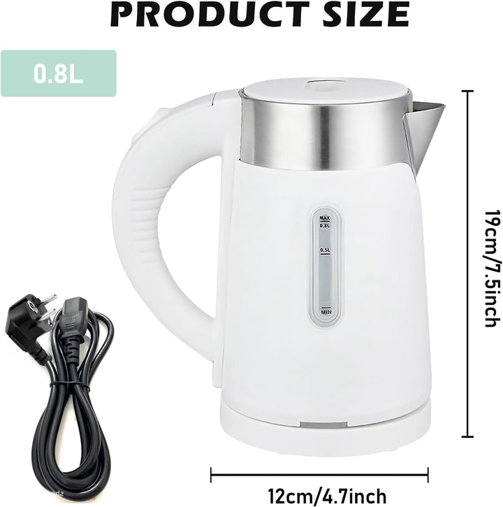 0.8L Reisekessel Edelstahl: Kleiner Wasserkocher, Doppelwandiges Design, Reise Wasserkocher, Leise T