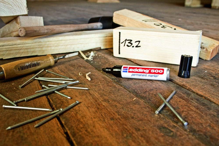 edding 500 Permanentmarker - mehrfarbig - 10 Stifte - Keil-Spitze 2-7 mm - wasserfest, schnell-trock