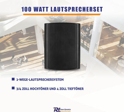 Power Dynamics BGO40 - Lautsprecher Boxen - 2er Set - 100 Watt - 2-Wege In- und Outdoor Wandlautspre