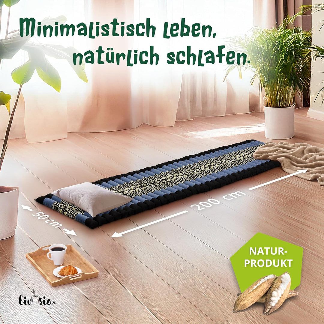 livasia Rollmatte Rollmatratze L-200x110x4,5cm, Gästebett Gästematratze 1 Person, Reisebett Kofferra