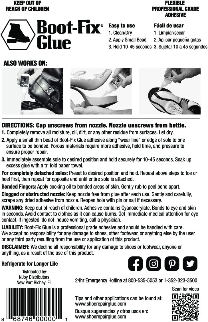 Boot-Fix Schuhkleber: Sofortiger professioneller Schuhreparatur-Kleber. .7 oz (20g), .7 oz (20g)
