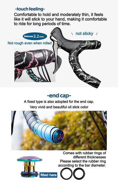 GORIX Lenkerband Lenker Grip Wrap + 2 Lenkerstopfen Rennrad Mountainbike Radfahren (GX-Marble) (Rosa