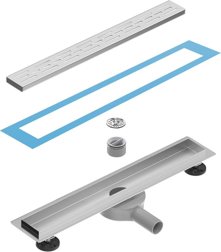 Neodrain Duschrinne 70cm Edelstahl Bodenablauf - 360° Siphon Duschablauf Extra Flach Ablaufrinne mit