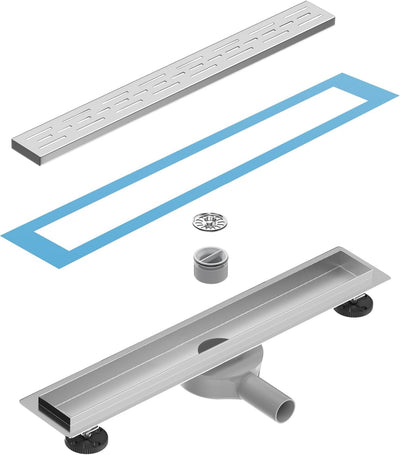 Neodrain Duschrinne 70cm Edelstahl Bodenablauf - 360° Siphon Duschablauf Extra Flach Ablaufrinne mit