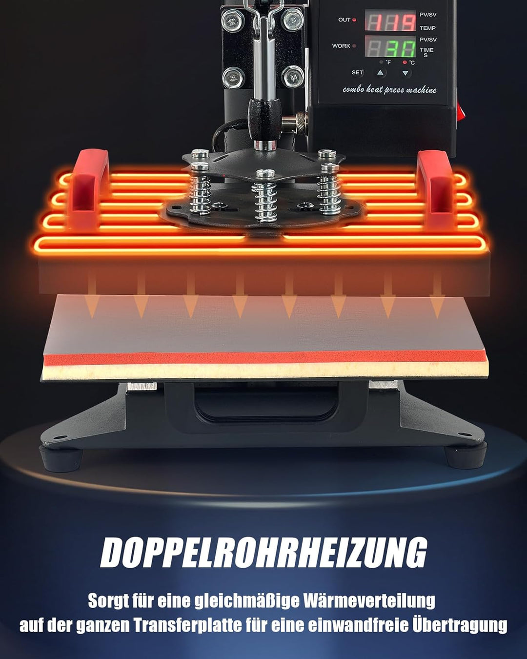 CREWORKS Hitzepresse Transferpresse Heat Press Heisspresse 360 Grad Schwenkbar DIY Mulitifunktional