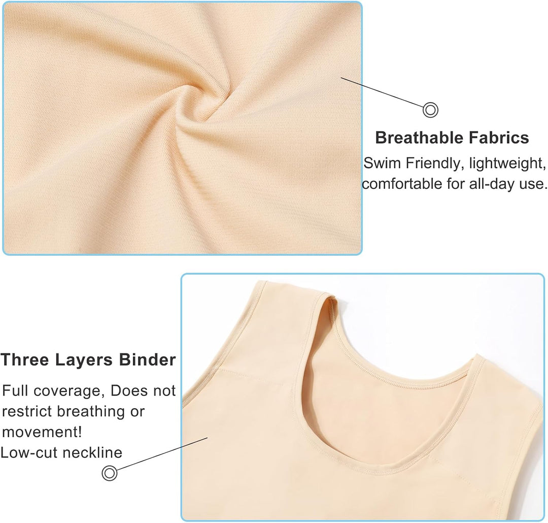 Brust Binder Transgender FTM Cosplay Atmungsaktive Halb Trans Binder Tank Top Nude 3XL, Nude 3XL