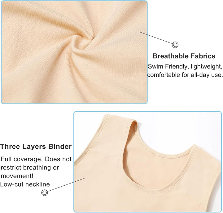 Brust Binder Transgender FTM Cosplay Atmungsaktive Halb Trans Binder Tank Top Nude 3XL, Nude 3XL
