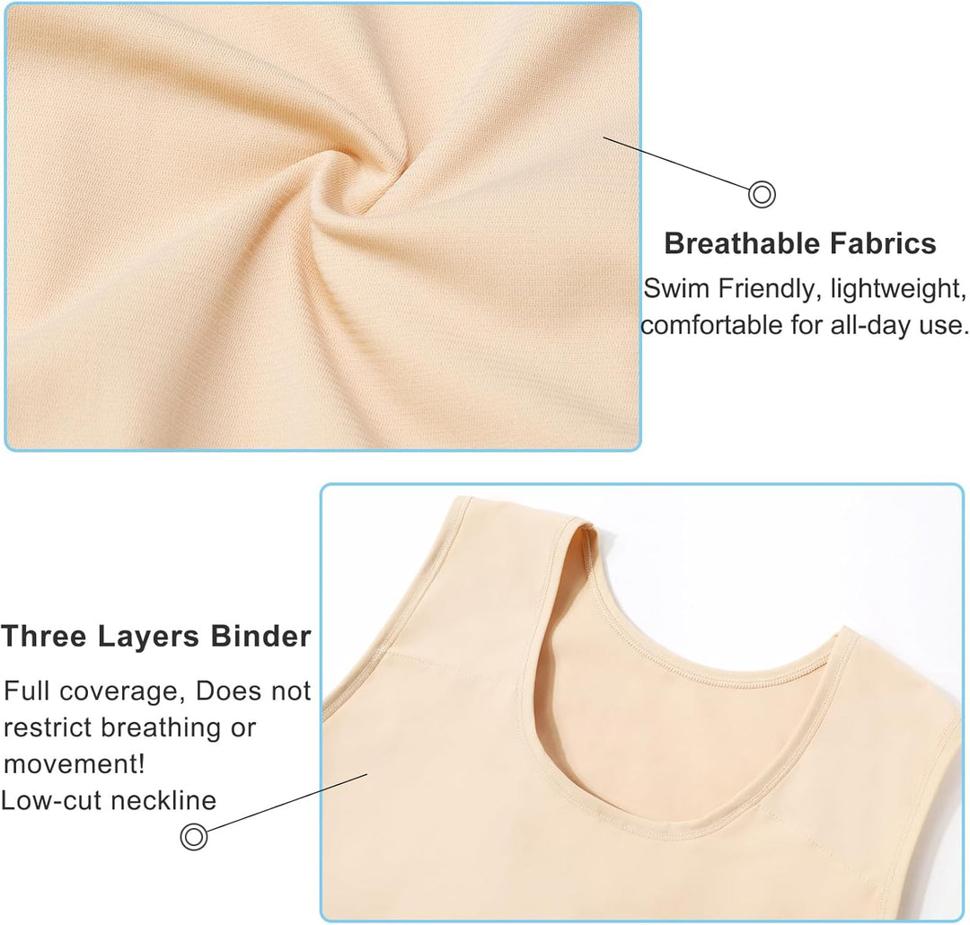 Brust Binder Transgender FTM Cosplay Atmungsaktive Halb Trans Binder Tank Top Nude XL, Nude XL