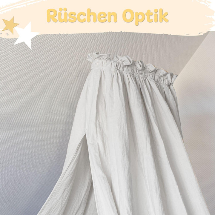 Betthimmel Babybett Stoff 130 cm – Weicher Musselin Baldachin ohne Ständer – Himmel Babybett &amp; Kinde