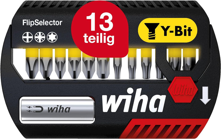 Wiha Bit Set FlipSelector 13tlg. I Y-Bit 25 mm I PH, PZ, TORX I magnetischer Bithalter I Zubehör für