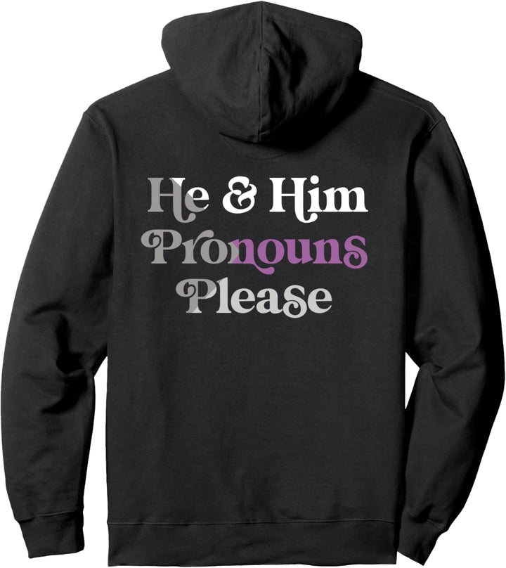 He & Him Pronouns Please Demisexual LGBTQIA Retro Pride Flag Pullover Hoodie