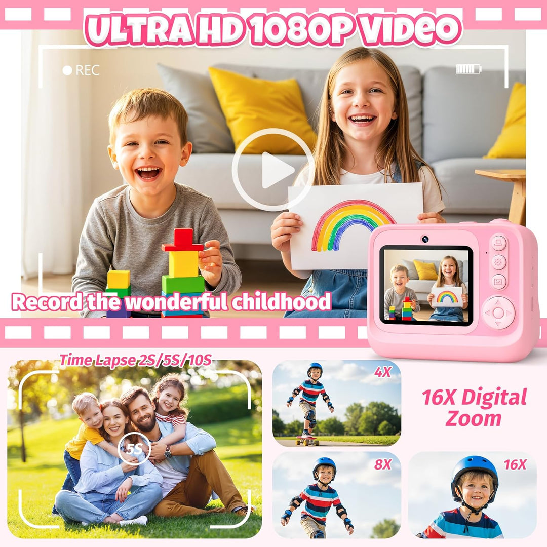 Gontence Kinderkamera, Digitalkamera Kinder, 2.0" Bildschirm Kinder Kamera SD Karte 32GB | 1080p HD