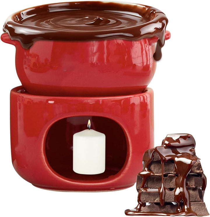 Fondue Becher | Keramischer Hitzebeständiger Wärmetopf - Schokoladen Schmelzbecher Mit Gabeln | Für