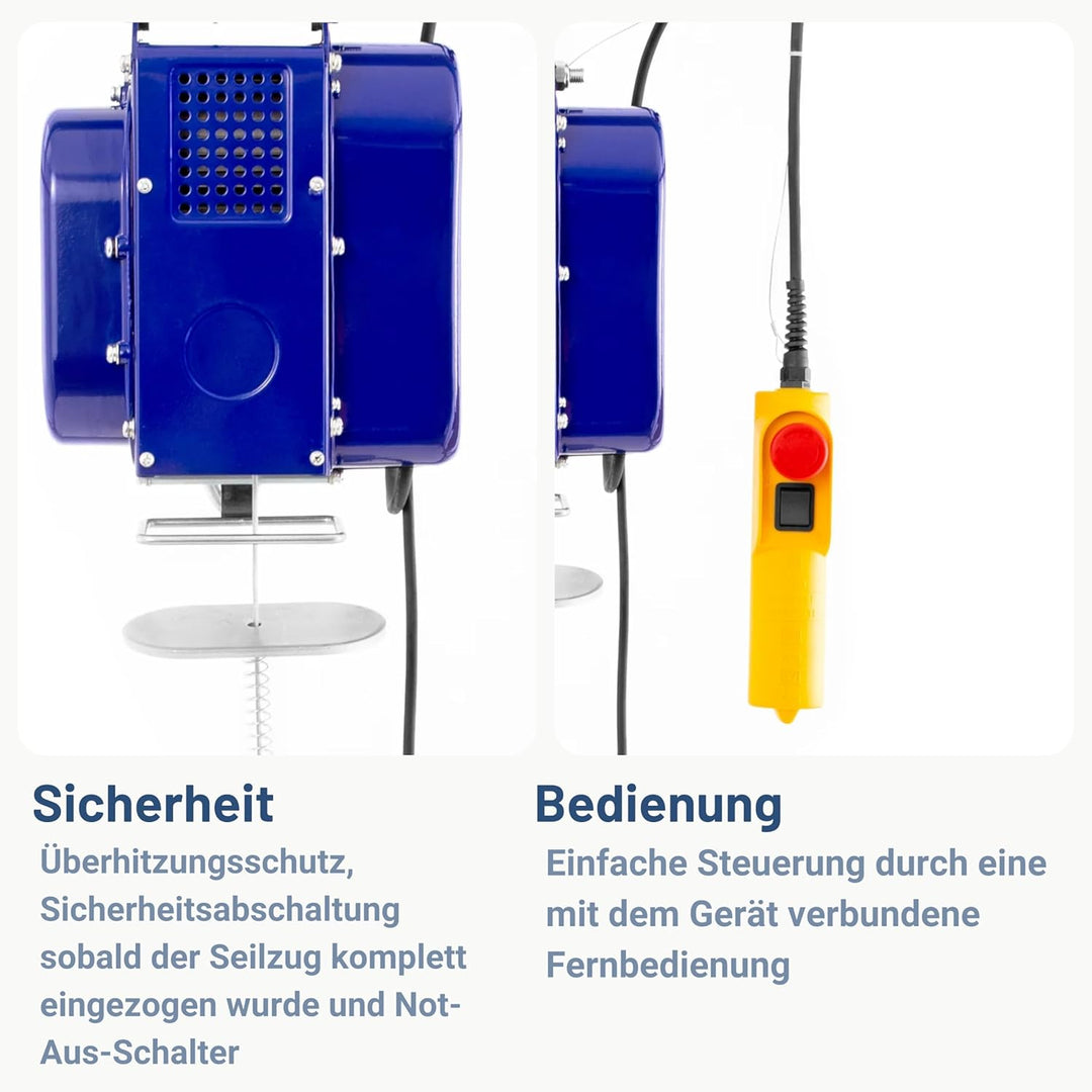 Pallit elektrische Seilwinde MOBILE | 150/300 kg | 12 m Stahlseil | inkl Kabelfernbedieung mit 1,5 m