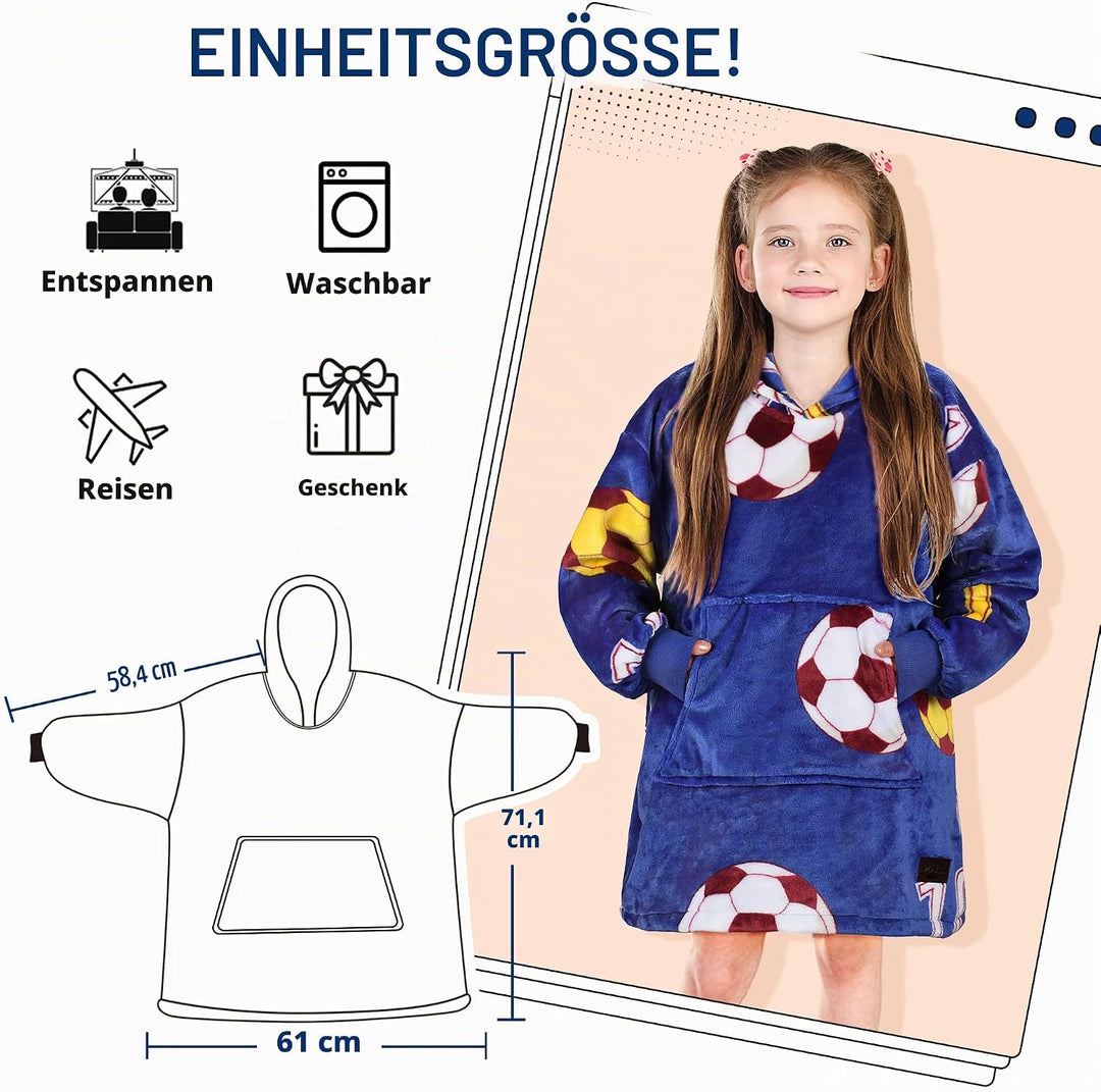 Catalonia Classy Oversize Hoodie Decke Kinder mit Ärmeln, Warm Kuscheldecke Geschenk für 110-150cm M