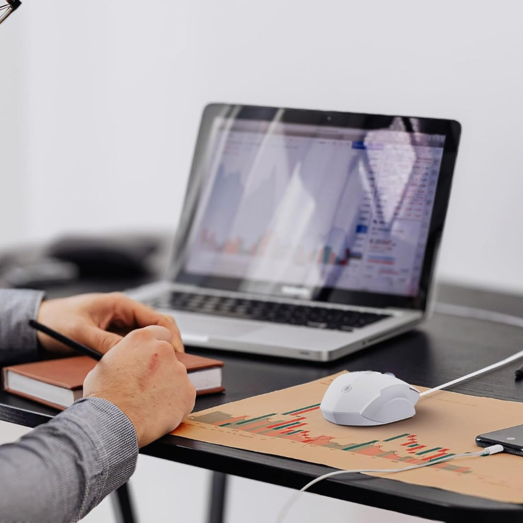 Uineer Maus Mit Kabel, ergonomisches Design, bis zu 7200 DPI einstellbar mit 6 Tasten, Computer Maus