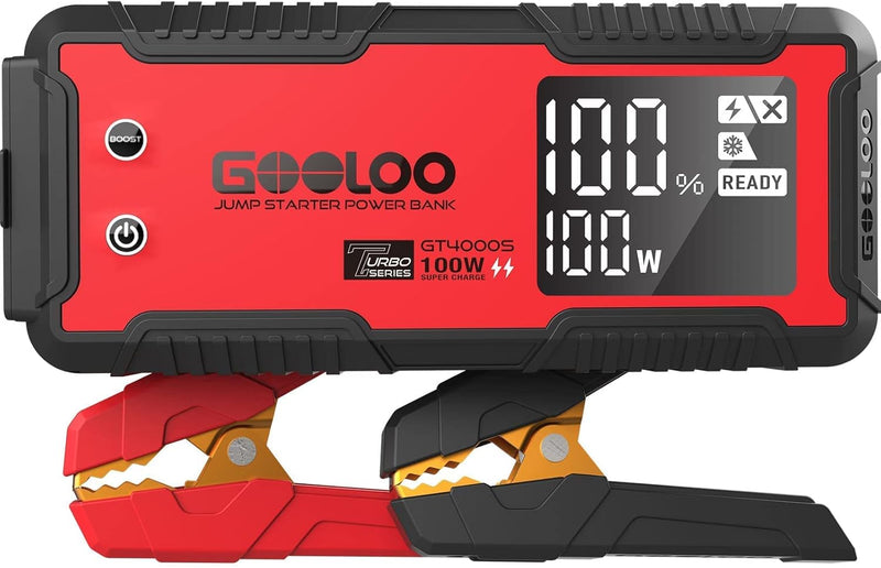 GOOLOO GT4000S Starthilfe Powerbank 4000A 100W Zweiwege-Schnellladegerät für 10-Liter-Diesel- und 12