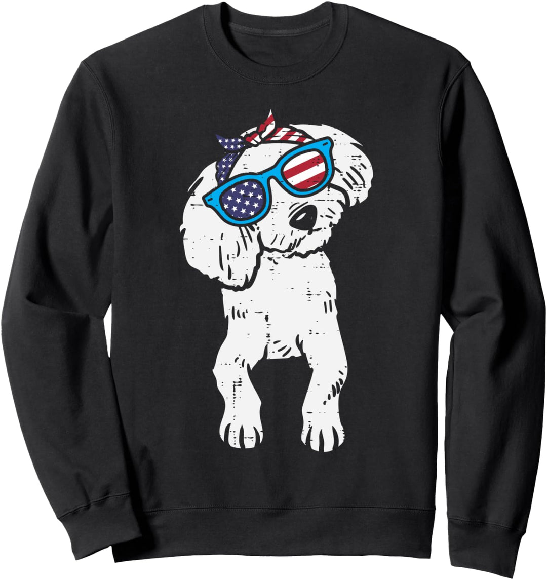 Bandana Poodle American USA 4th Of July Fourth Dog Women Sweatshirt