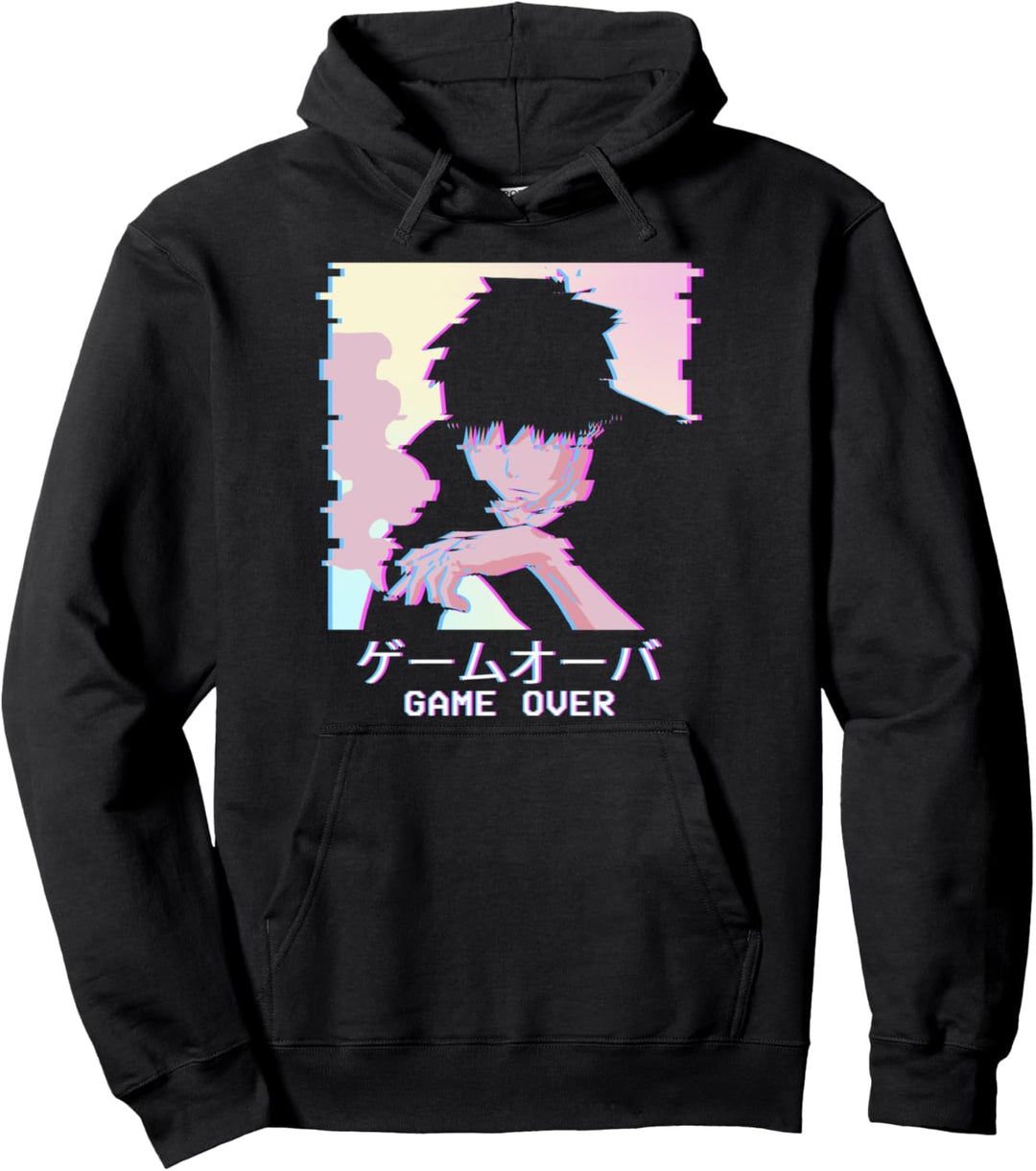 Vaporwave Alt Indie Aesthetic Anime Boy Game Over Japanese Pullover Hoodie