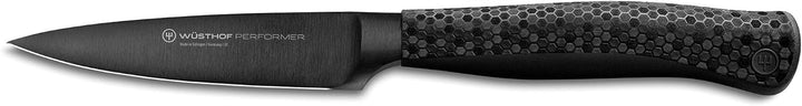 WÜSTHOF Performer Gemüsemesser 9 cm, Schwarz,silber Gemüsemesser, 9 cm Klinge Single, Gemüsemesser,