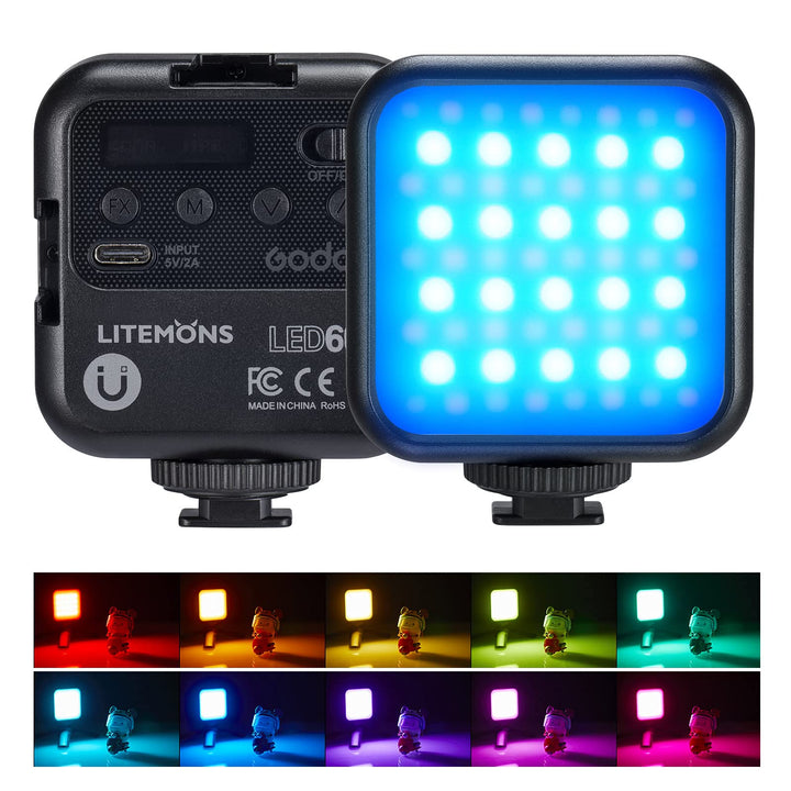 GODOX LITEMONS LED6R RGB LED-Videoleuchte, Taschenlicht Bicolor 3200K-6500K CRI 95, 13 FX Lichteffek