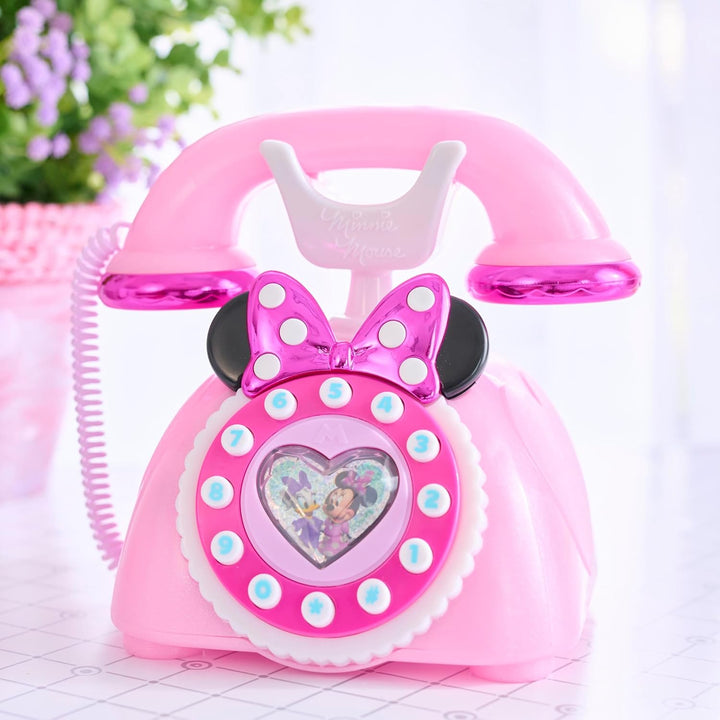 Disney Junior Minnie Mouse Ring Me Rotary Phone with Lights and Sounds, Interactive, Iridescent Pink