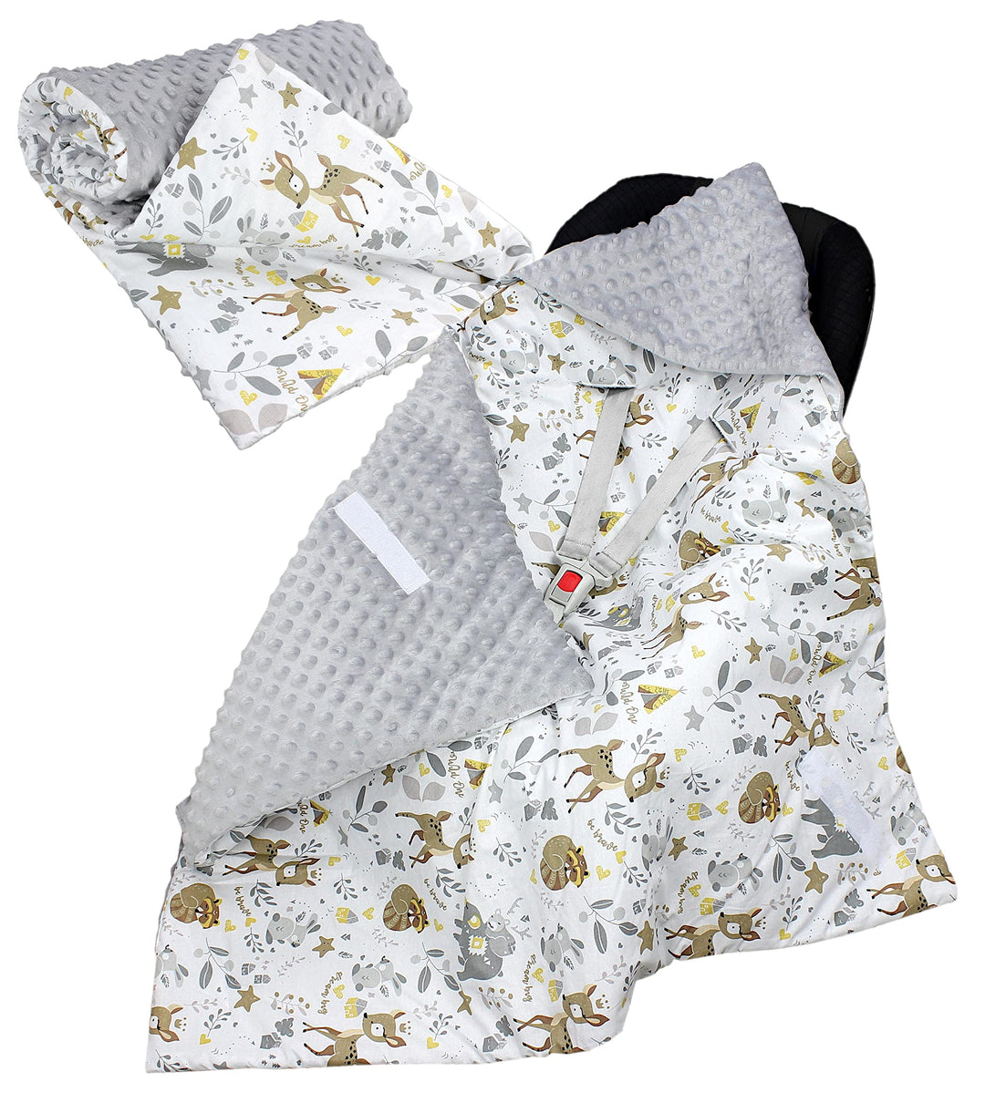 TupTam 2er Set Baby Decken Einschlagdecke 85x85 cm für Autositz Babyschale Babydecke Wiegendecke Min