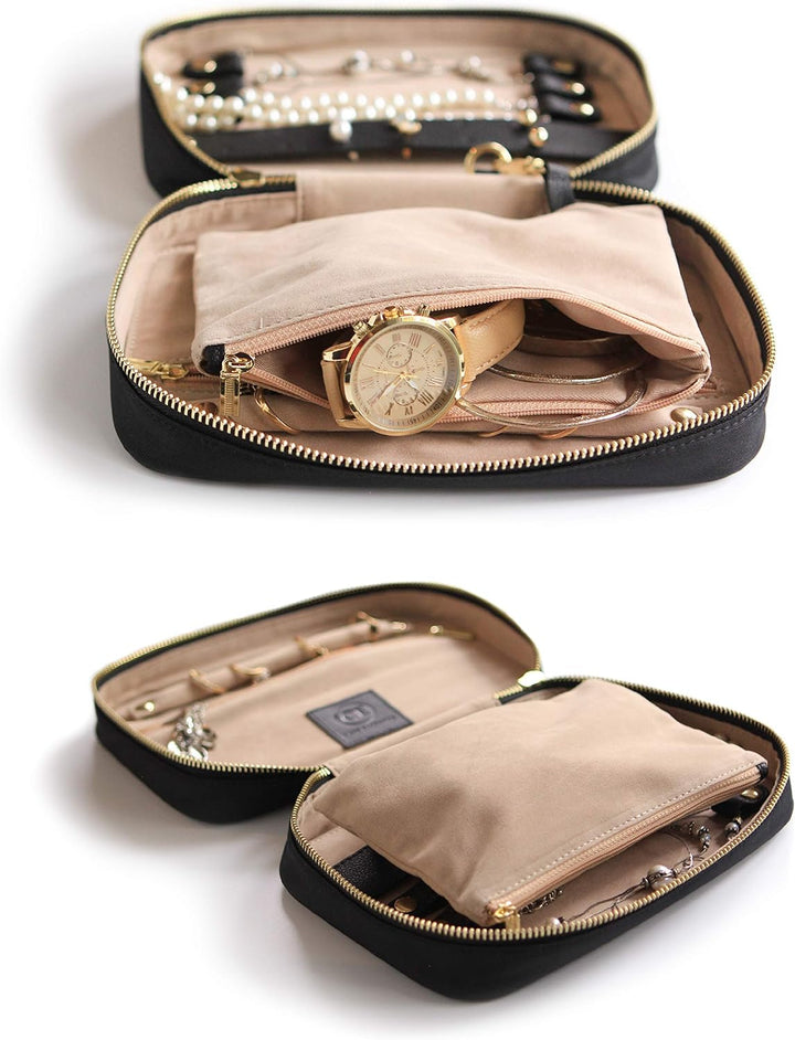 CASE ELEGANCE Duży organizer podróżny ze skórzaną skórą Full-Grain Scratch-Proof Leather (czarny) Sc