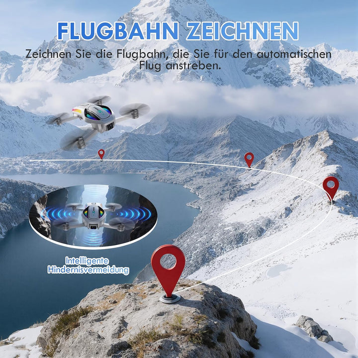 Gerbala Drohne, RC Drohne mit Doppelkameras 8K HD für Kinder, WiFi 30fps Quadcopter für Anfänger, mi