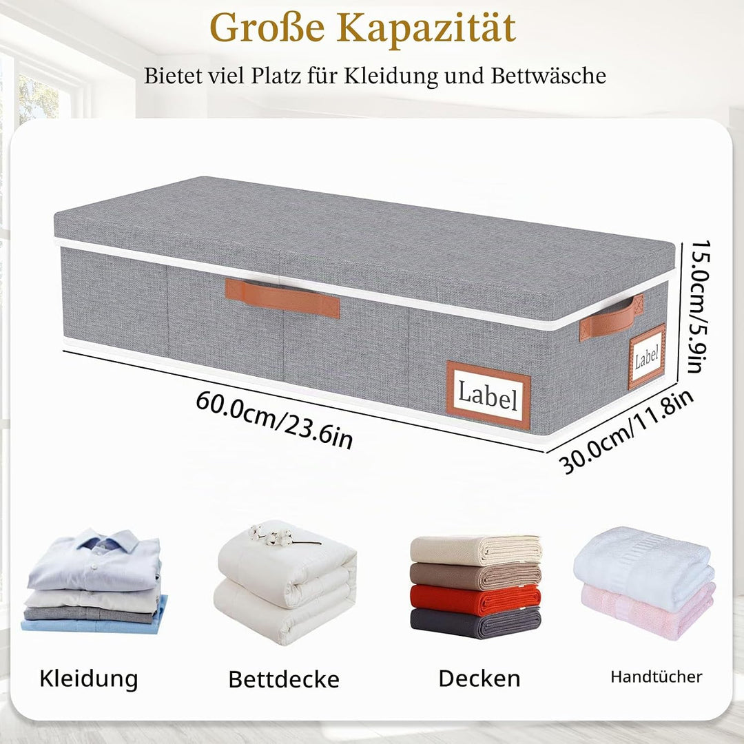 Yawinhe 2 Stück Unterbettkommode, Kleideraufbewahrung mit Deckel, Faltbare Aufbewahrungstasche mit H