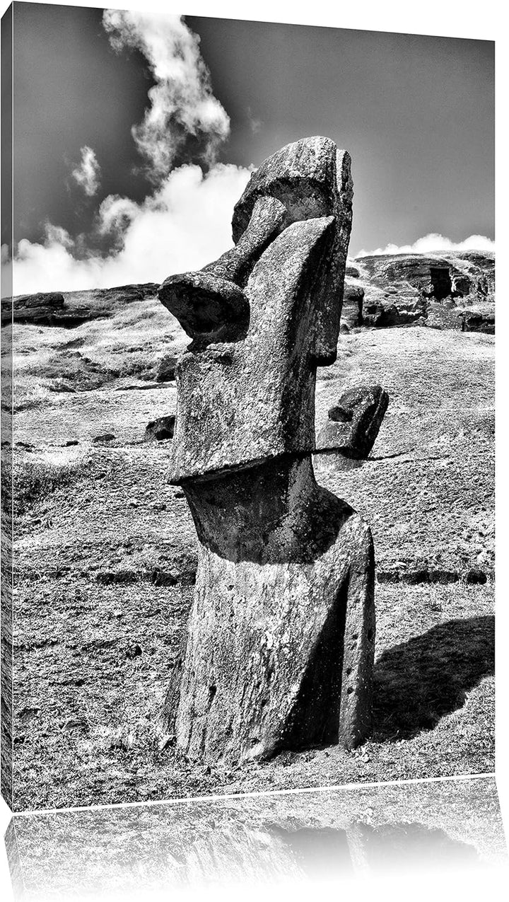 Pixxprint Moai Statue auf den Osterinseln als Leinwandbild/Grösse: 100x70 cm/Wandbild/Kunstdruck/fer