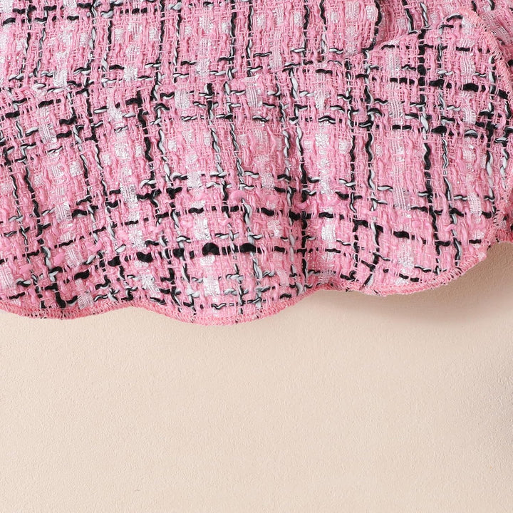 Kleinkind Baby Mädchen Kleidung Langarm Gerippte Oberteile Plaid Tweed Muster Rock Baskenmütze Herbs