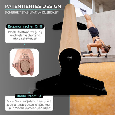 PULLUP & DIP Holz Parallettes, Low oder Medium Minibarren Handstand Barren mit ergonomischem Holz Gr