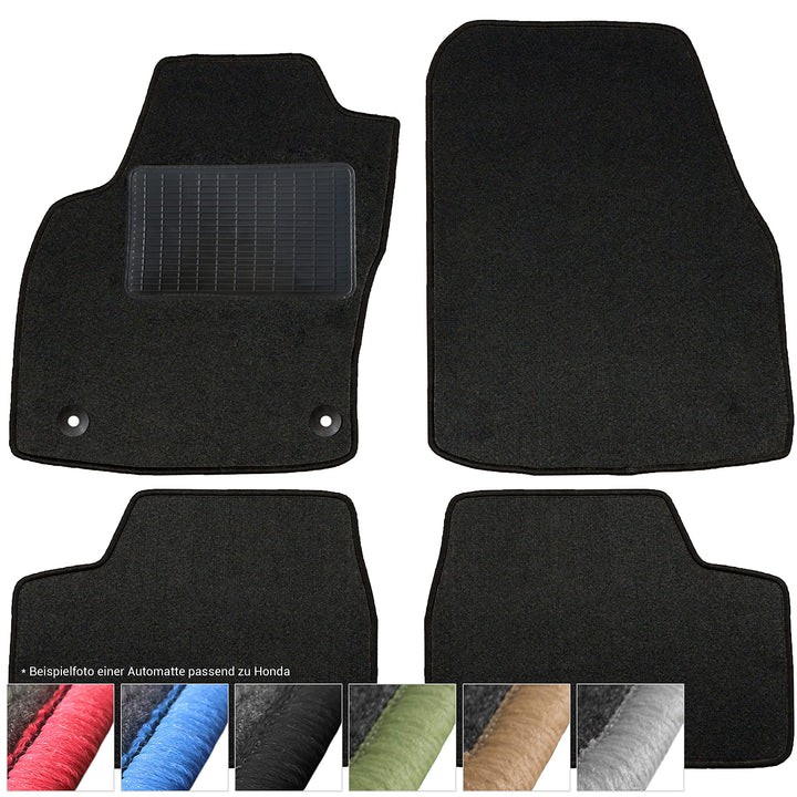 moto-MOLTICO Fussmatten Auto Velours Autoteppiche Schwarz Automatten Set 4-teilig passend für Honda