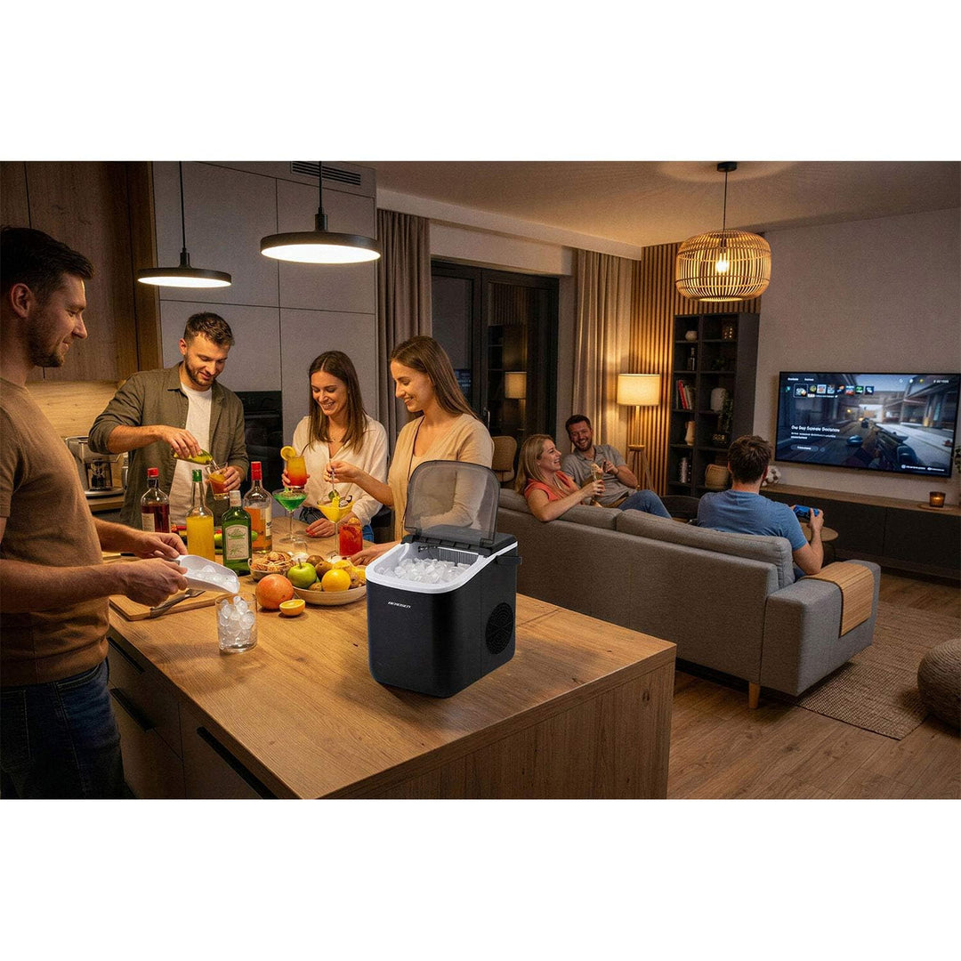 Berdsen Eiswürfelmaschine 12 kg/24 h - 9 Eiswürfel in 6-8 Minuten - Eiswürfelbereiter mit 2 Grössen