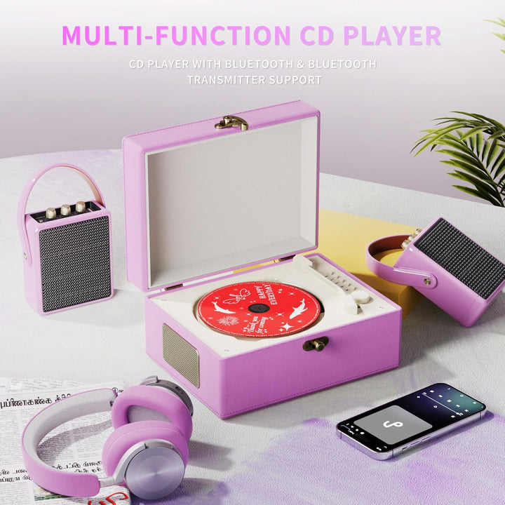 Yintiny CD-Player aus Leder mit Lautsprechern für Heimdekoration