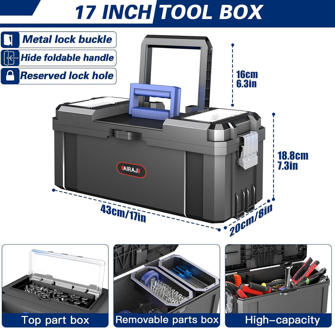3-in-1 Werkzeugkoffer mit Rollen,Modularer Werkzeugkoffer Leer,Stapelbarer Werkzeugkiste,Oberteil mi
