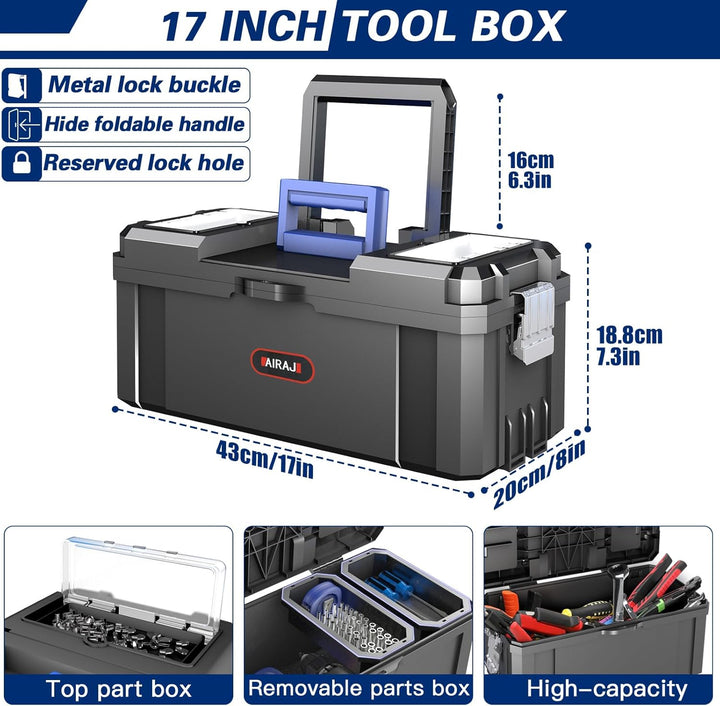 3-in-1 Werkzeugkoffer mit Rollen,Modularer Werkzeugkoffer Leer,Stapelbarer Werkzeugkiste,Oberteil mi