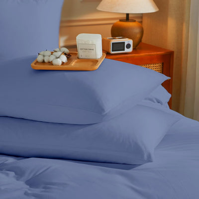 Luowei Bettwäsche 155x220 3 Teilig Blau Einfarbig Uni weich und leicht 110g/m² Renforcé Mikrofaser 1