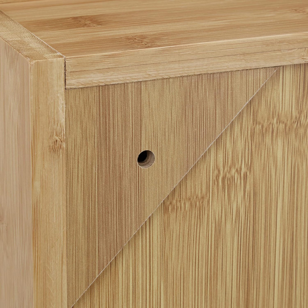 Relaxdays Bad Spiegelschrank 2-türig, Wandschrank aus Bambus, vormontierter Badschrank HxBxT: 50 x 6