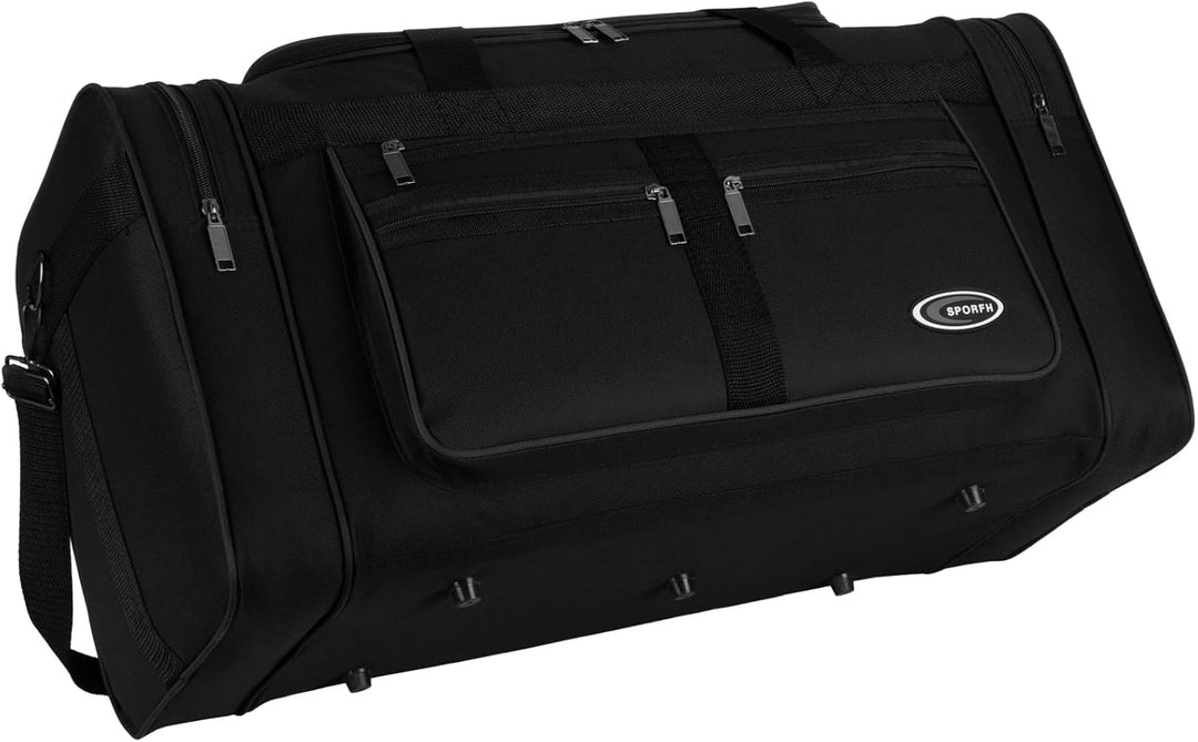 Sporttasche, Reisetasche und Fitnesstasche für Damen und Herren- Tainingstasche, Gym Bag (Schwarz, L