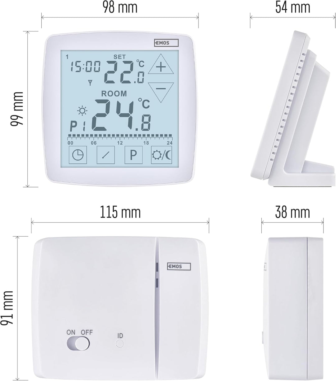 EMOS - digitaler Raumthermostat mit OpenTherm - programmierbar - tragbare Steuereinheit mit Touch-Be
