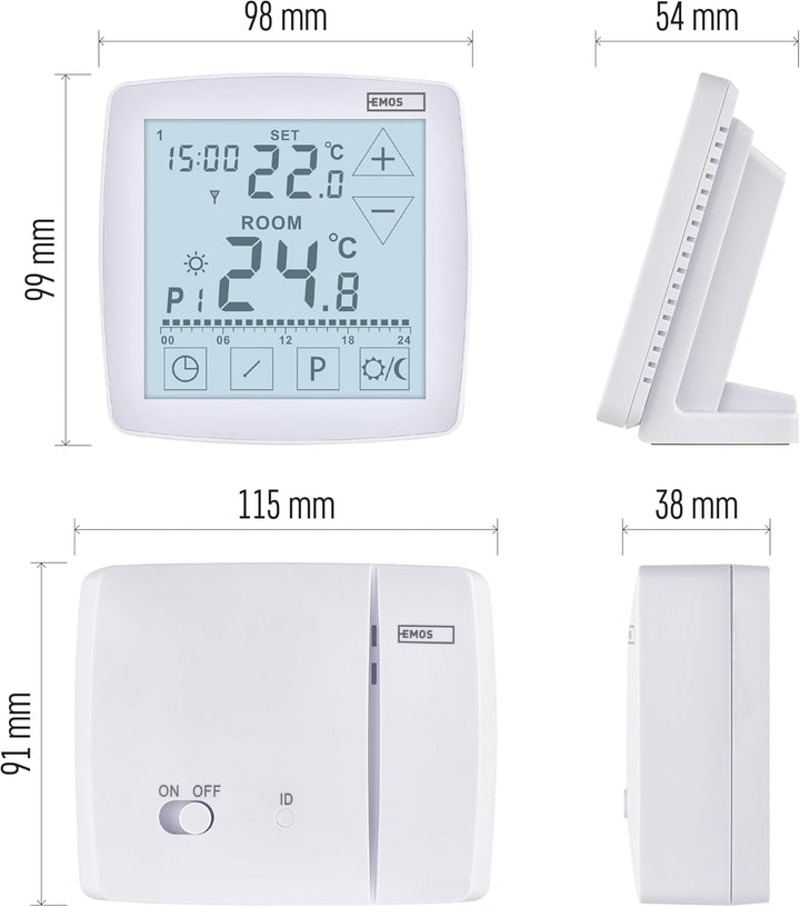 EMOS - digitaler Raumthermostat mit OpenTherm - programmierbar - tragbare Steuereinheit mit Touch-Be
