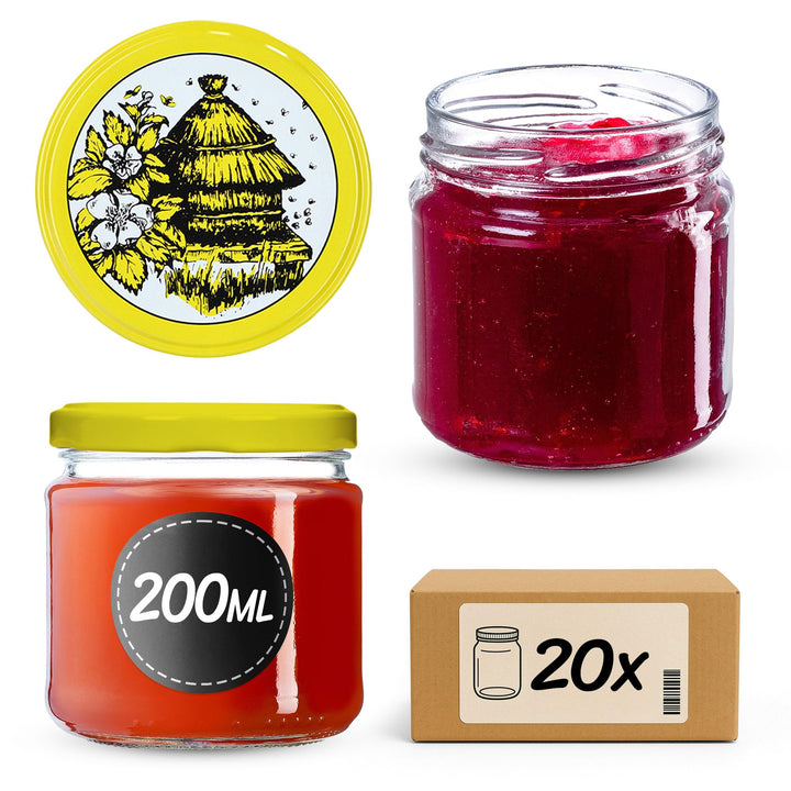 KADAX Einmachgläser 200 ml 20er Set, Dessertgläser fi66 – Marmeladengläser mit Twist-Off Deckel, Luf